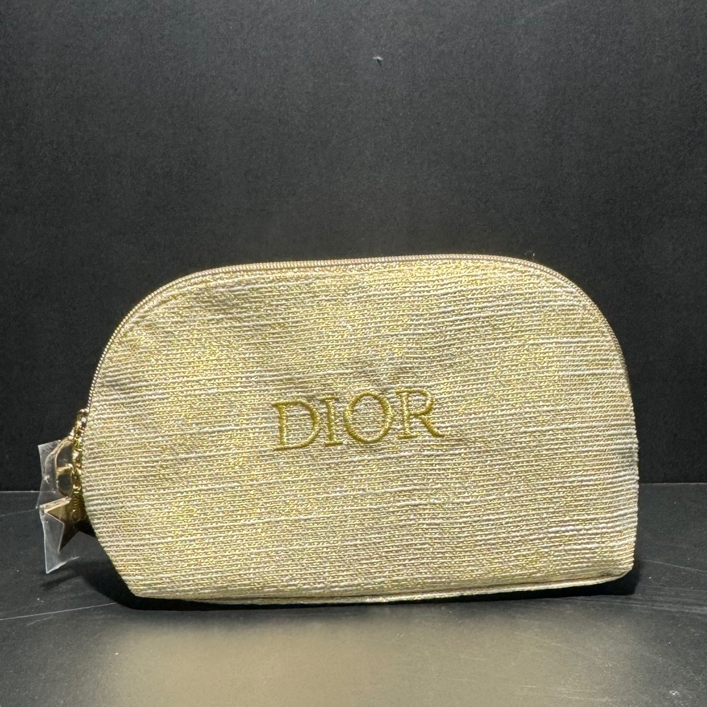 Gold Dior Cosmetic Bag with Goodies NWOT
